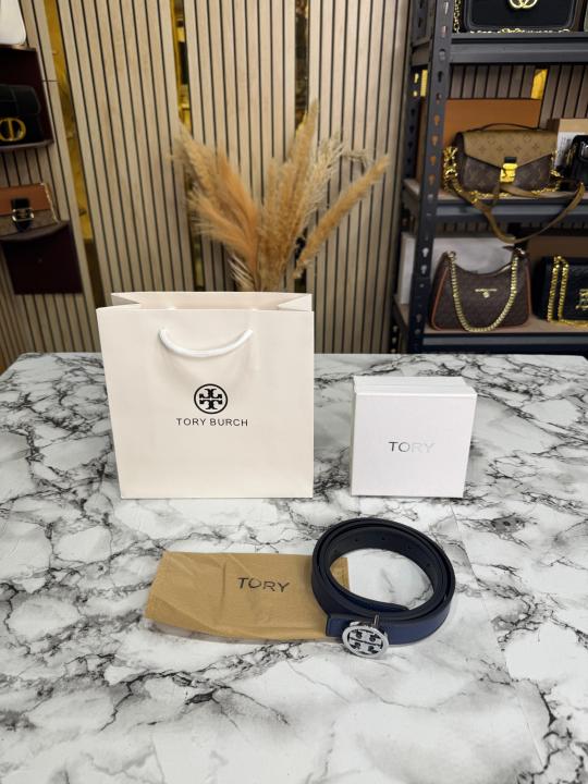 TORRY BURCH PREMIUM QUALITY BELT WITH OG BOX DUST BAG & CAARY BAG T57 BLUE