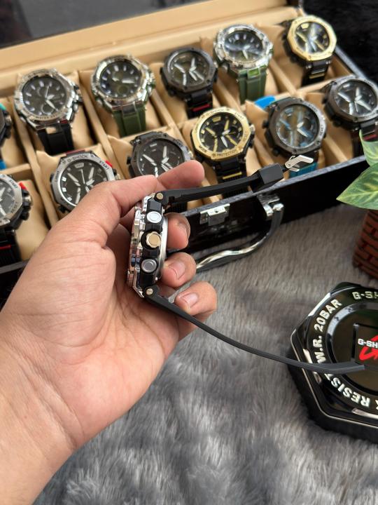 Casio Gshock Digital Analog Black Silver W205