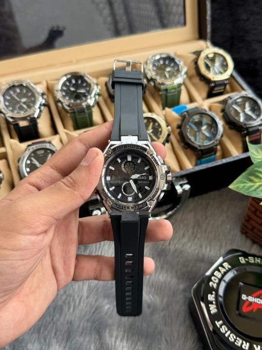 Casio Gshock Digital Analog Black Silver W205