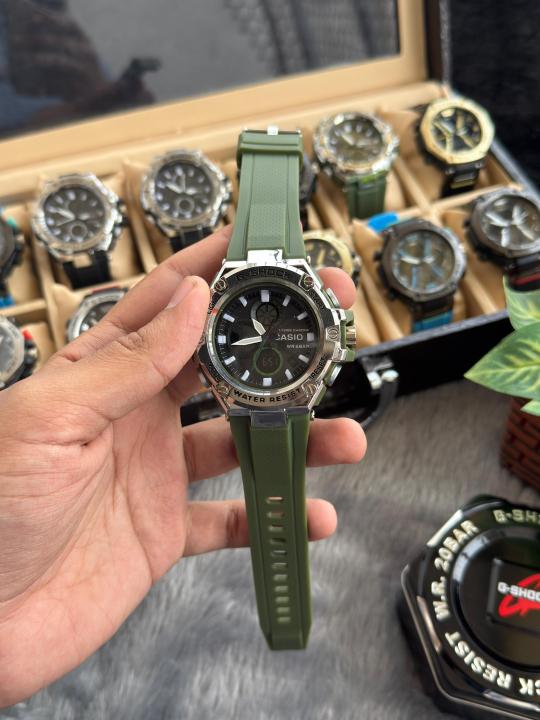 Casio Gshock Green Silver Digital Analog W206