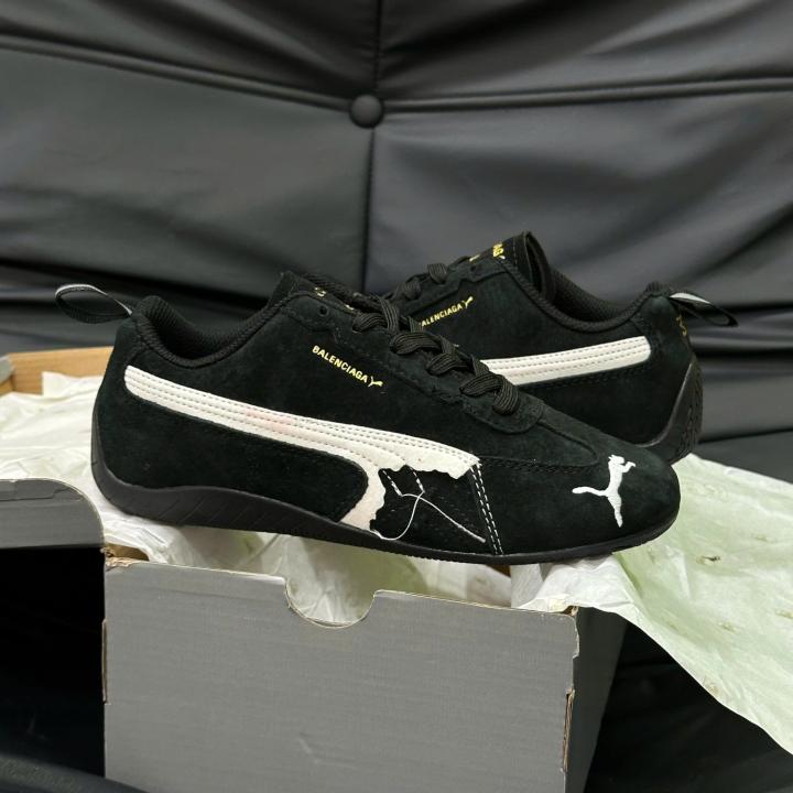 Pummaa  Balenciag_aa Speedcat Suede Distressed Black White 522