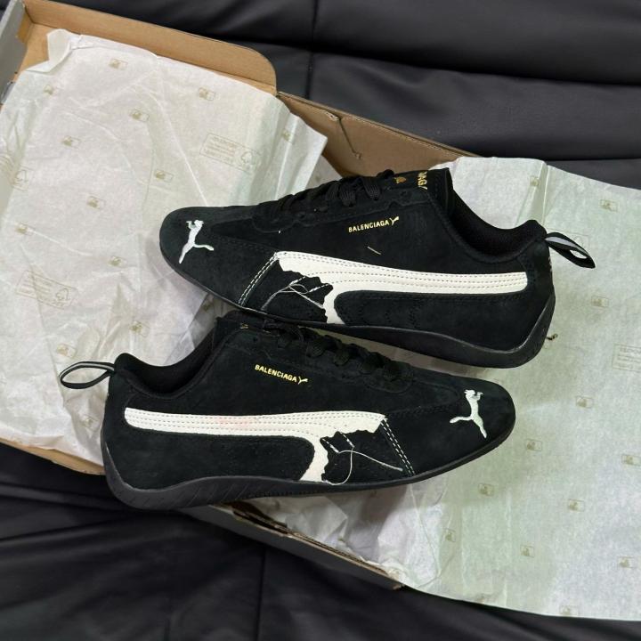 Pummaa  Balenciag_aa Speedcat Suede Distressed Black White 522