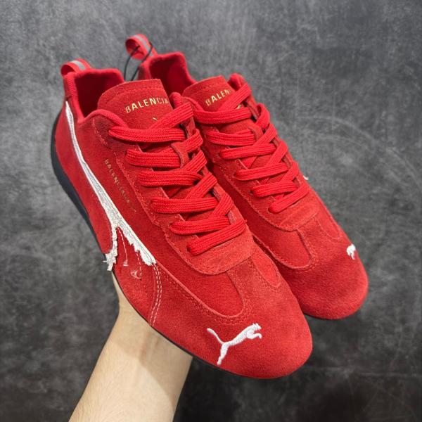 Puuma Balenciag aa Speed cat Suede Distressed Red White 523