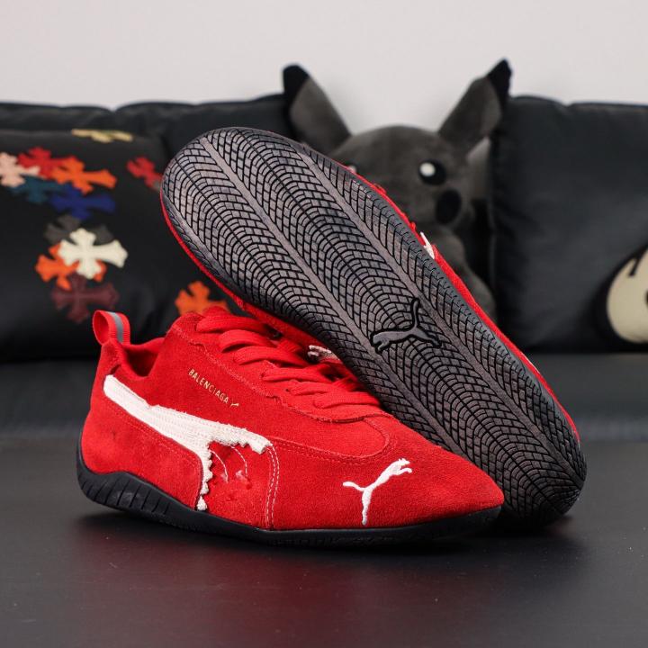 Puuma Balenciag aa Speed cat Suede Distressed Red White 523