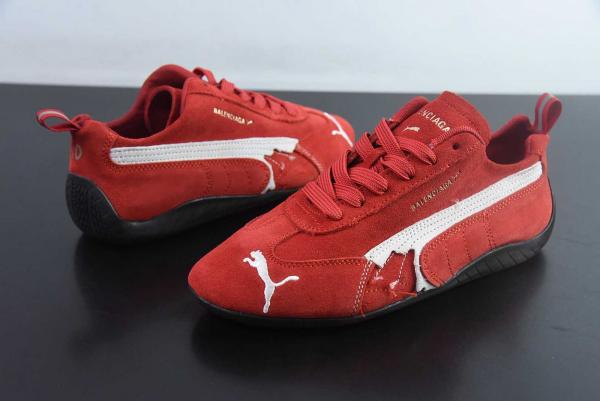 Puuma Balenciag aa Speed cat Suede Distressed Red White 523