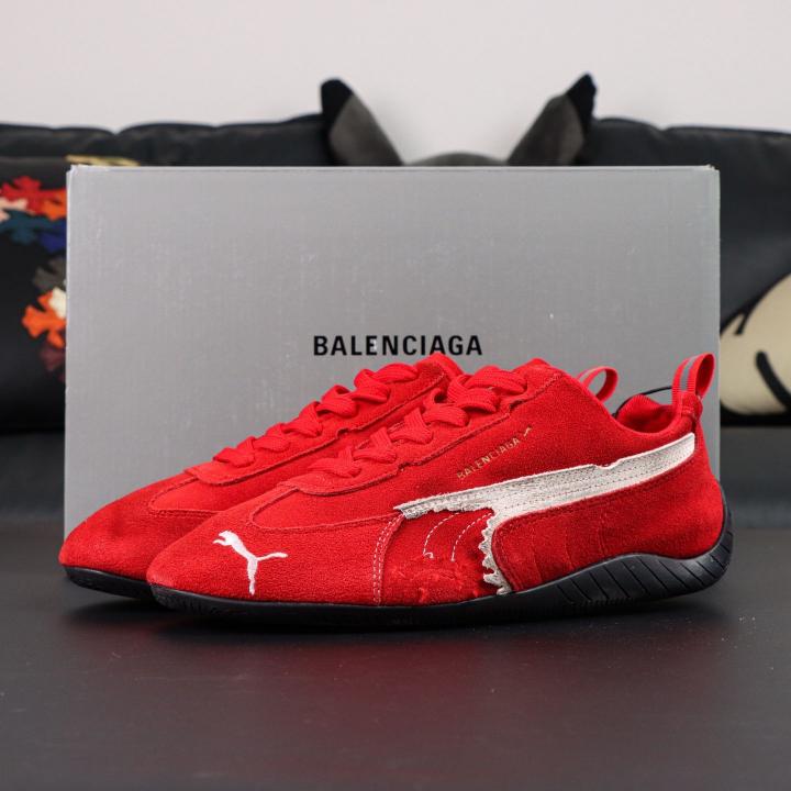 Puuma Balenciag aa Speed cat Suede Distressed Red White 523