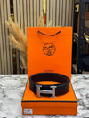 Herme_s Black Leather Belt with Polished H Buckle Includes Box and Carry Bag (1-2)