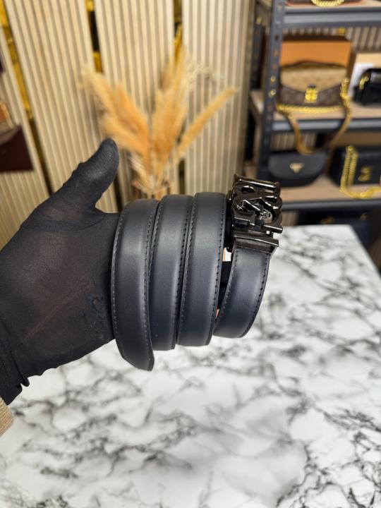 D&G Black Leather Belt With Glossy Logo initials Buckle