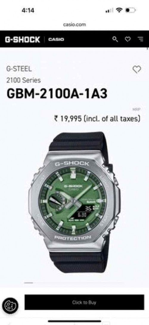 G SHOCK GA 2100 SILVER GREEN