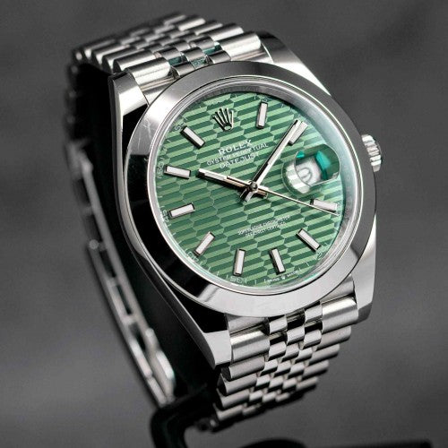 rollex_date just SILVER GREEN