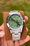 rollex_date just silver green