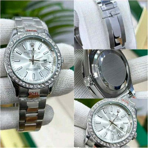 rollex_date just diamond silver white