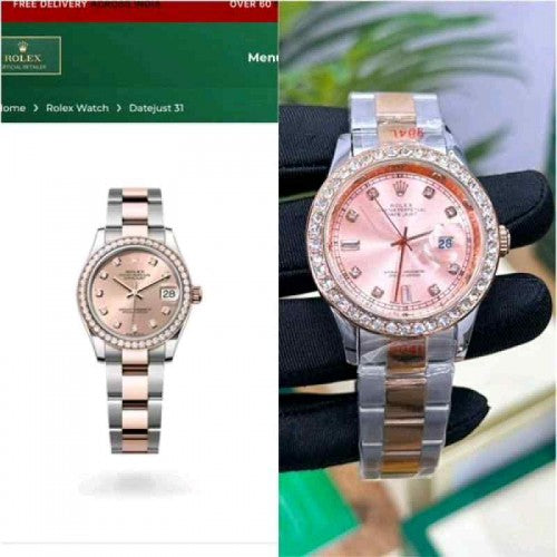 rollex_date just diamond to tone rose gold