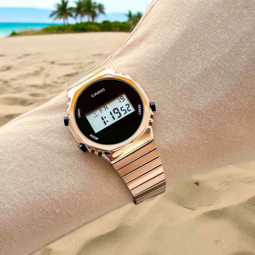 Casio vintage rose gold black dial