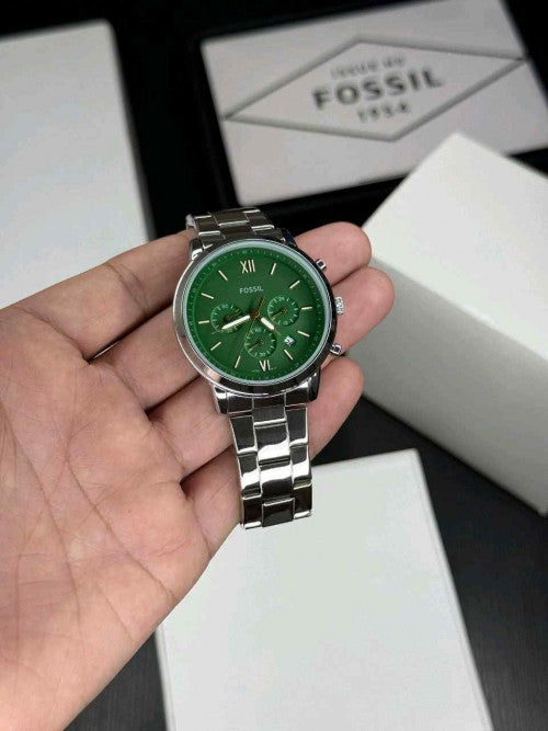 fossil_neutra silver green chain chronograph series