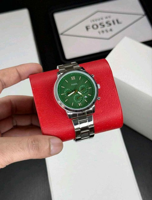 fossil_neutra silver green chain chronograph series