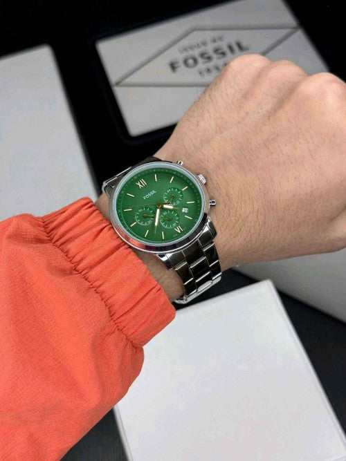 fossil_neutra silver green chain chronograph series