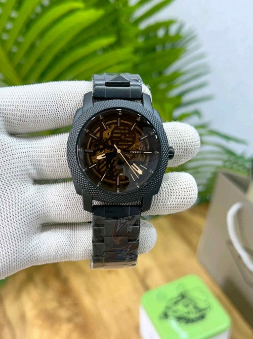 FOSSIL_ ALL BLACK  AUTOMATIC OPEN HEART