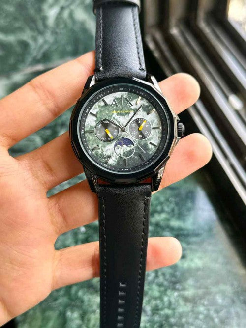 ARMA_EXCHANGE GOLD WITH SUN MOON DIAL AX1738 ALL BLACK