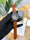 EMPORIO ARMA_ AUTOMATIC SKELETON  BLACK  BROWN LEATHER BELT