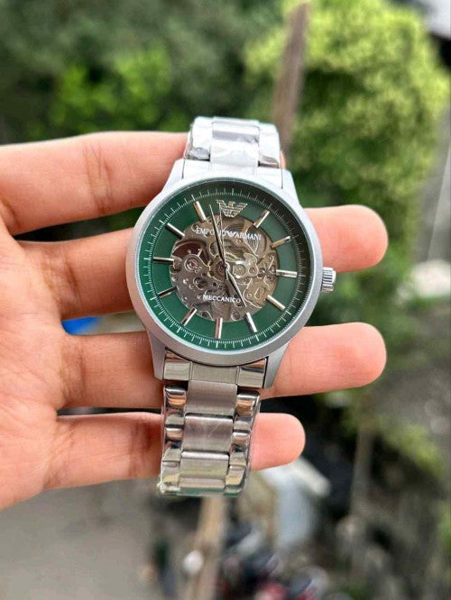 EMPORIO ARMA_ MECCANICO OPEN HEART SILVER GREEN