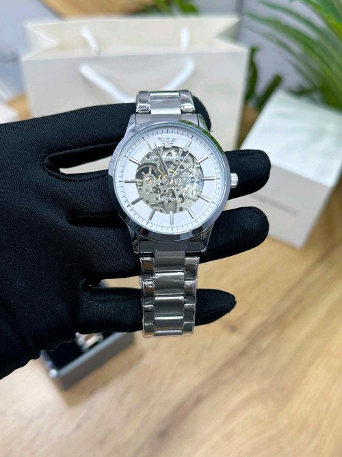 EMPORIO ARMA_ MECCANICO OPEN HEART SILVER WHITE