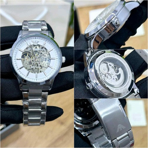 EMPORIO ARMA_ MECCANICO OPEN HEART SILVER WHITE