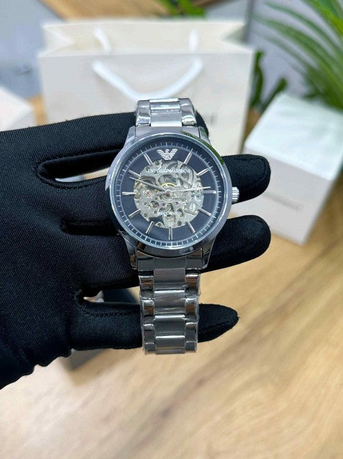 EMPORIO ARMA_ MECCANICO OPEN HEART SILVER BLACK