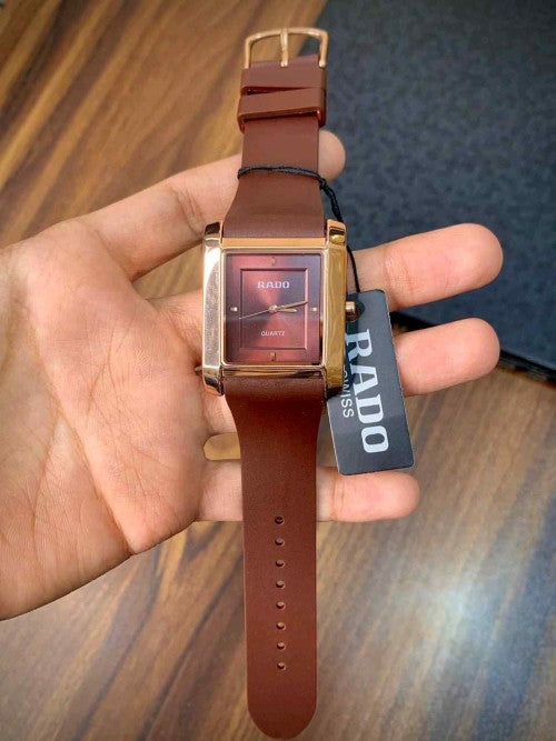 RADO_ SQUARE SLIM ROSE BROWM