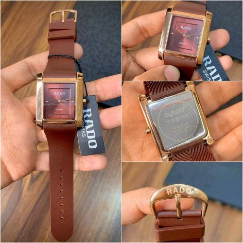 RADO_ SQUARE SLIM ROSE BROWM