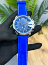 DIESEL_ 10 BAR BLUE LEATHER BELT