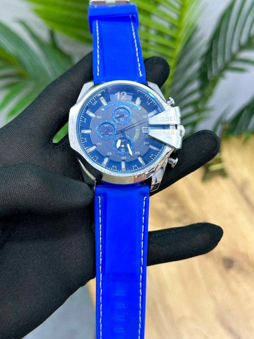 DIESEL_ 10 BAR BLUE LEATHER BELT