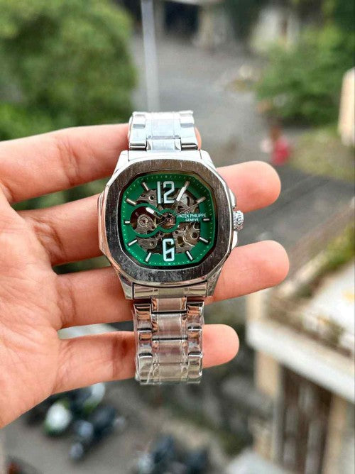 PATEK_ PHILIPPE_ AUTOMATIC OPEN HEART SILVER GREEN