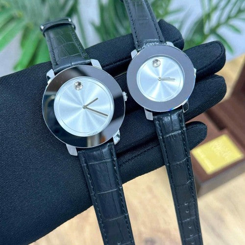 MOVADO COUPLE WATCH Leather black