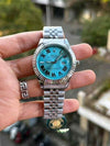 rolex_date just roman quartz  silver Tiffany