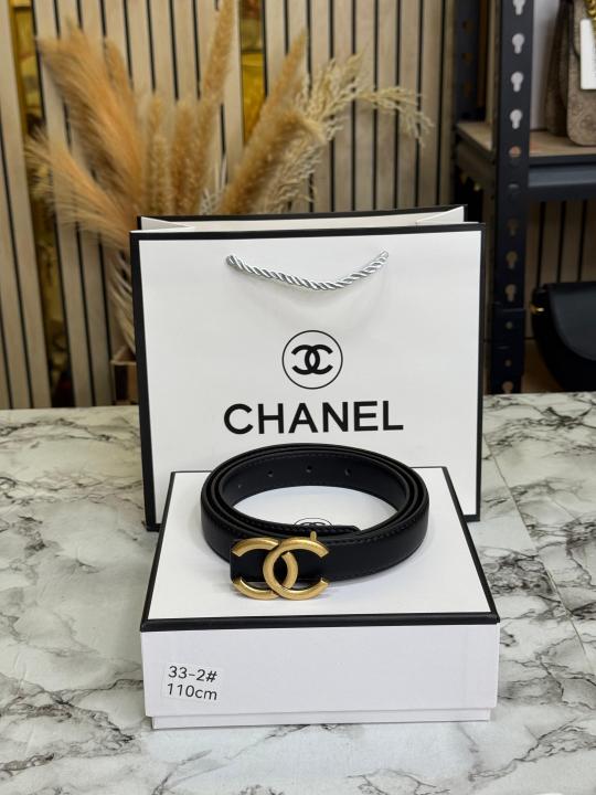 Chane_l Premium Quality Golden Initials Buckle With Box And Dust Bag Including Carry Bag (33-1)