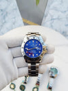 Rollex Explorer Open Back Silver Blue Dial  AT383