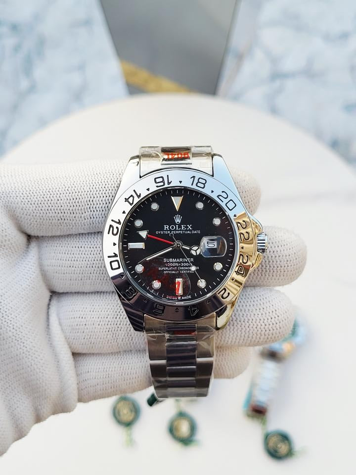 Role X Explorer Open Back Silver Black Dial  AT383