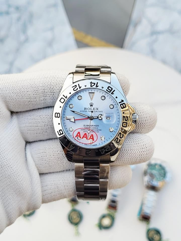Role X Explorer Open Back Silver SkyBlue Dial  AT383
