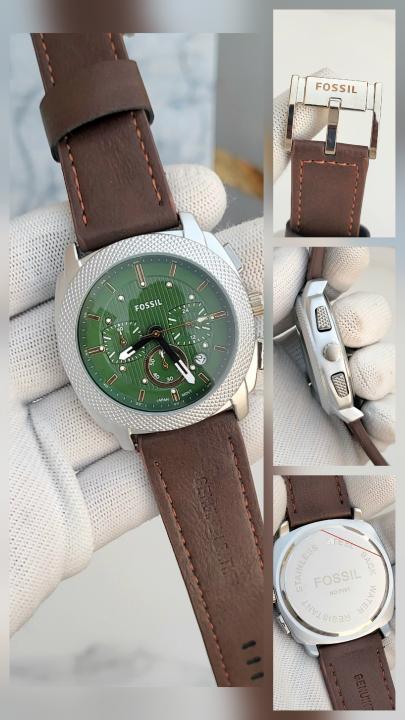FOSSIL_CHRONO_GREEN_SILVER_BROWN_BELT_290