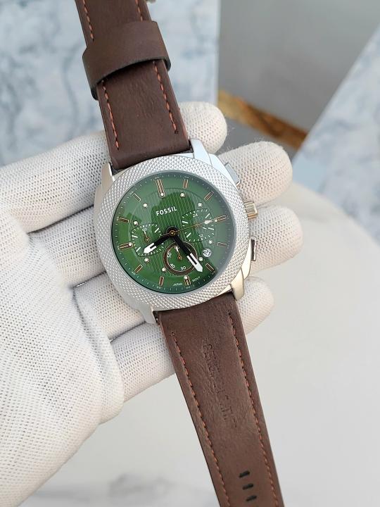 FOSSIL_CHRONO_GREEN_SILVER_BROWN_BELT_290