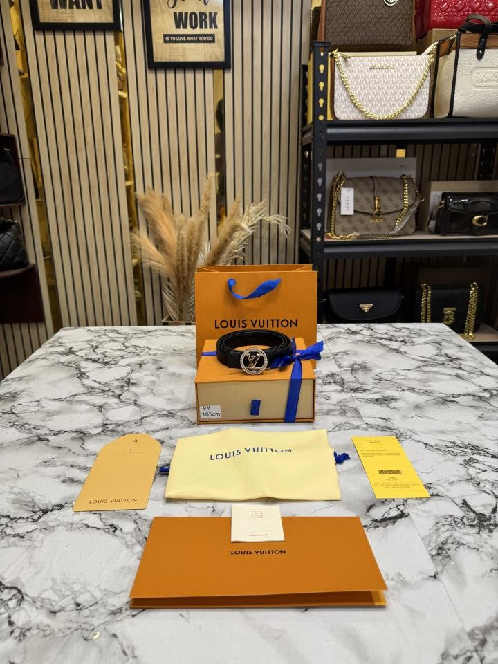 Loui_s_Vuitton Crystal Lv Buckle Leather Belt With Box And Dust Bag Including Carry Bag (9)