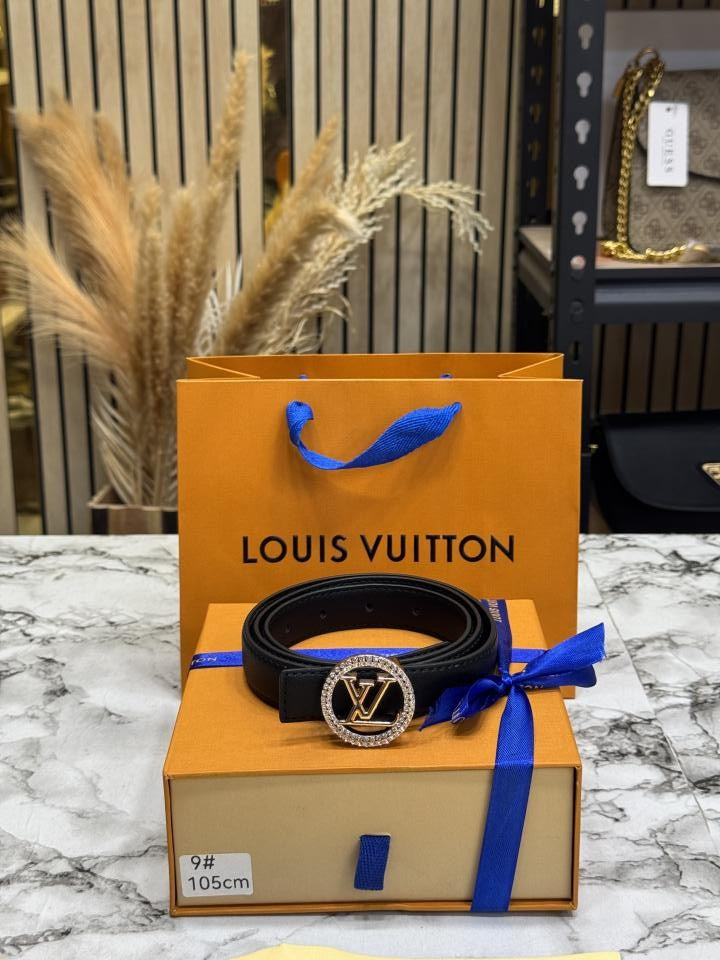 Loui_s_Vuitton Crystal Lv Buckle Leather Belt With Box And Dust Bag Including Carry Bag (9)