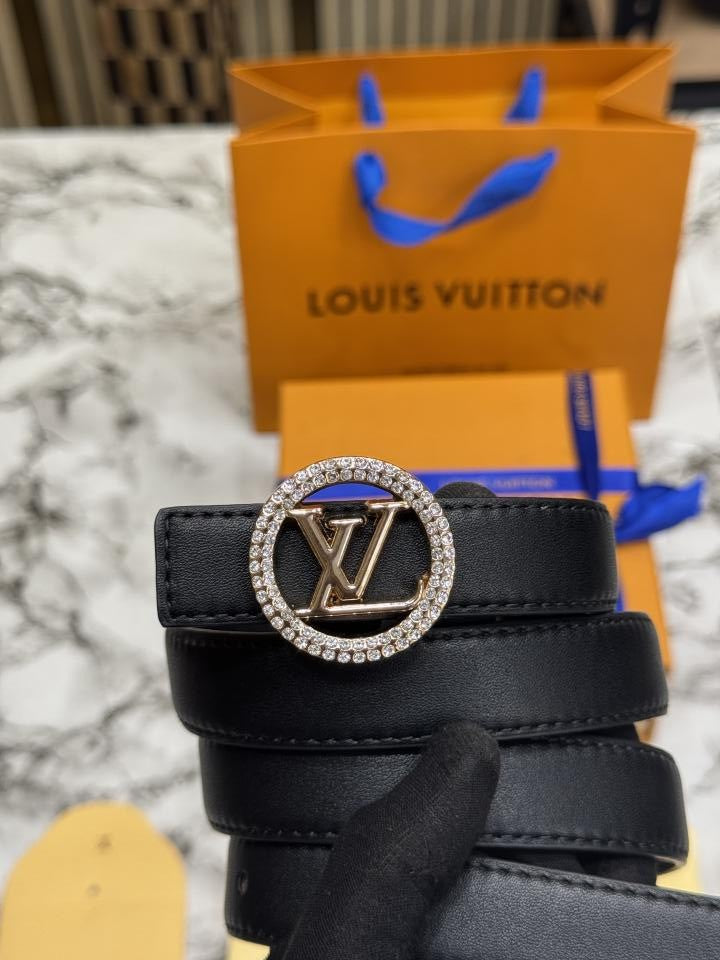 Loui_s_Vuitton Crystal Lv Buckle Leather Belt With Box And Dust Bag Including Carry Bag (9)