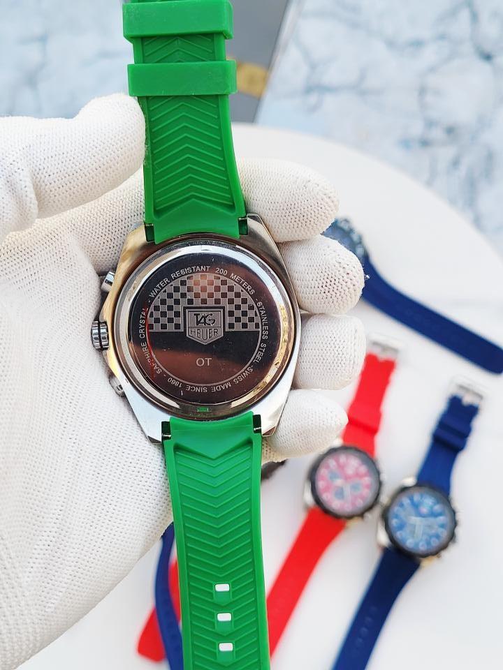 Tag_Heuer FORMULA 1 CHRONOGRPH SILVER GREEN SILICON BELT 362