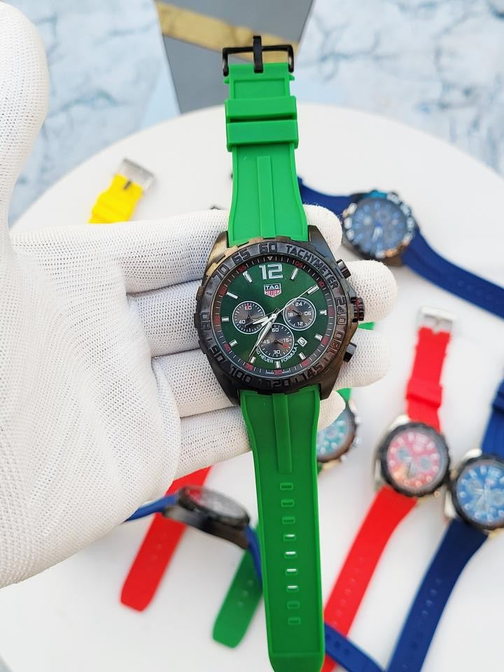 Tag_Heuer FORMULA 1 CHRONOGRPH BLACK GREEN SILICON BELT 362