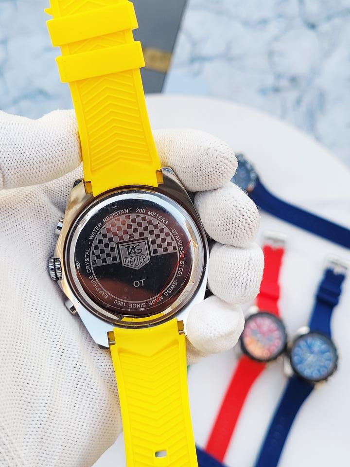 Tag_Heuer FORMULA 1 CHRONOGRPH SILVER YELLOW SILICON BELT 362