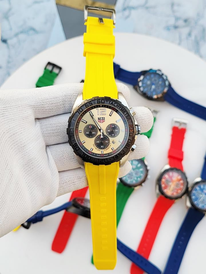 Tag_Heuer FORMULA 1 CHRONOGRPH SILVER YELLOW SILICON BELT 362