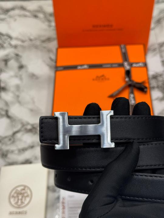 Herme_s Silver H-Buckle Plain Leather Belt With Box And Dust Bag Including Carry Bag (28)
