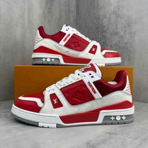 LOUISs  VUITTONn TRAINER SIGNATURE RED WHITE